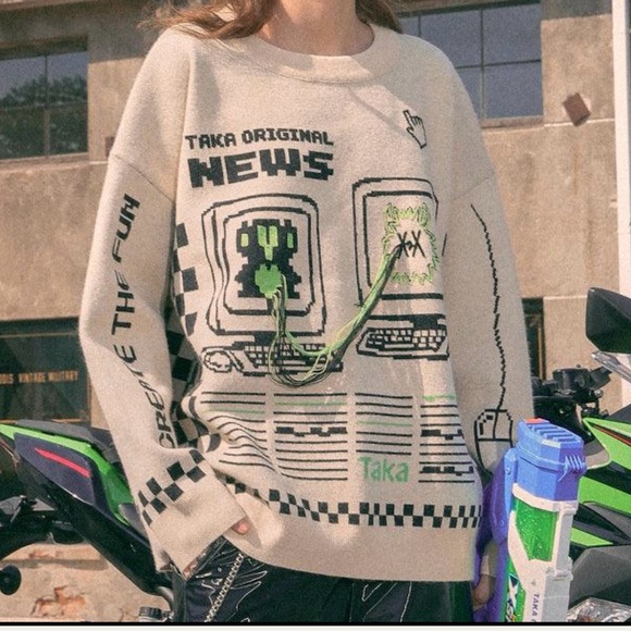 TAKA Original Internet love checkboard knit jumper - Picture 3 of 7